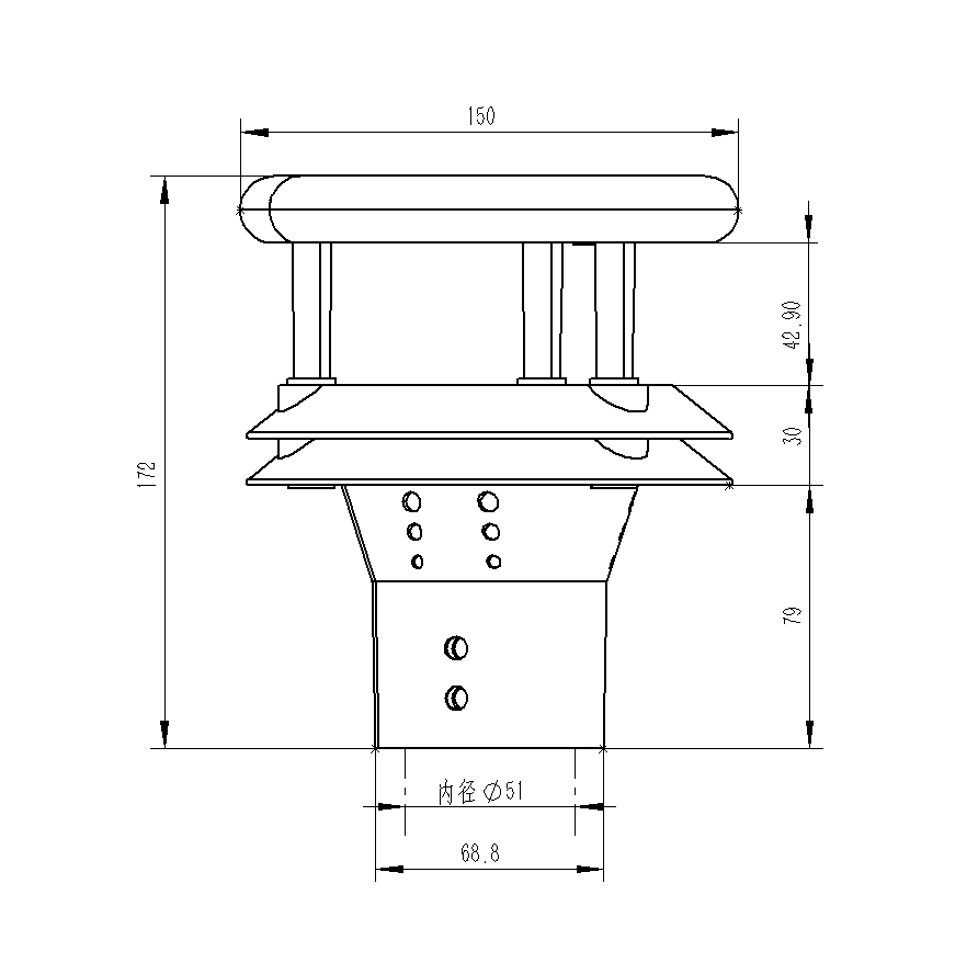 防爆風速風向儀產(chǎn)品尺寸圖